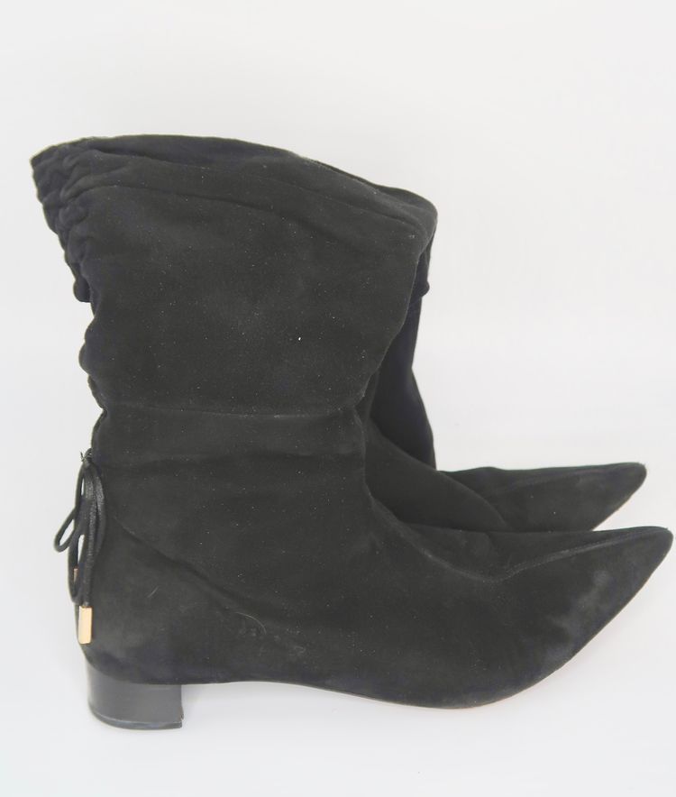 Gucci Suede Knee-High Boots. Ruched on back w/drawstring. image 1